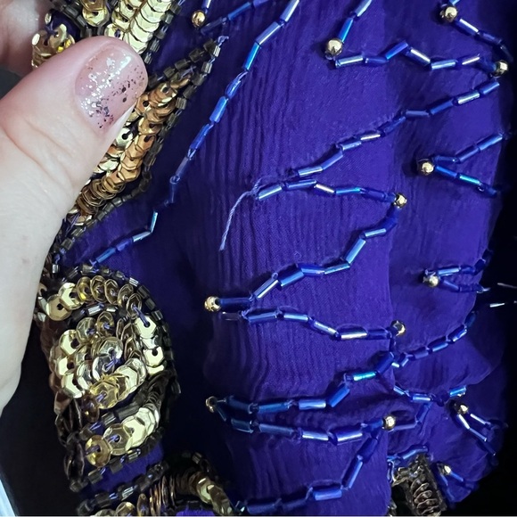 Vintage Deadstock Lawrence Kazar 100% Silk Beaded Cocktail Dress Glam size Large - Picture 15 of 16